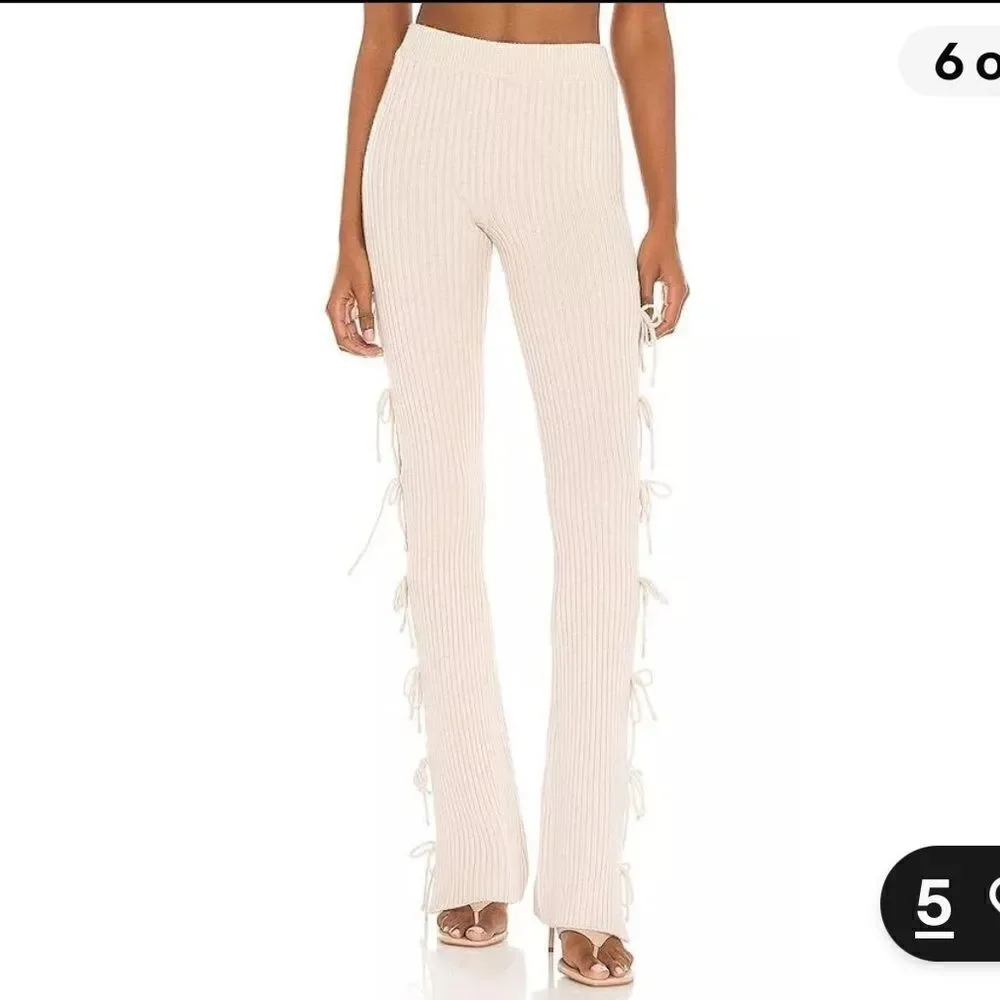 GUIZIO Rib Knit Tie Pant in Light Oat Small Revolve Cashmere